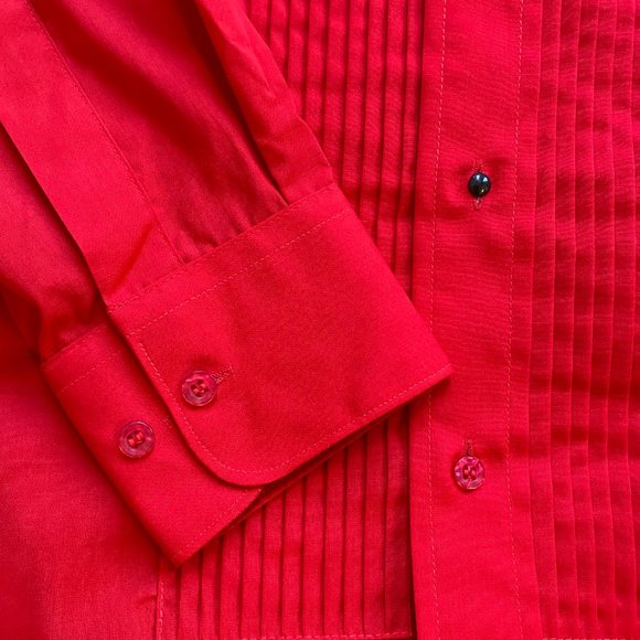 NEW Red Wing-Collar with Pleated Front Tuxedo Shirt  (Sizes S to 3XL) Valentine - Picture 8 of 9
